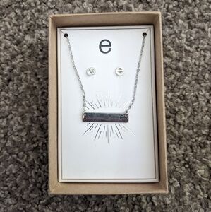 "e" necklace and earrings set